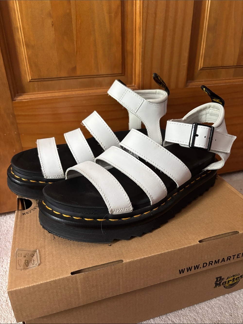 Dr. Martens AirWair White Multi-Strap Platform Sandals